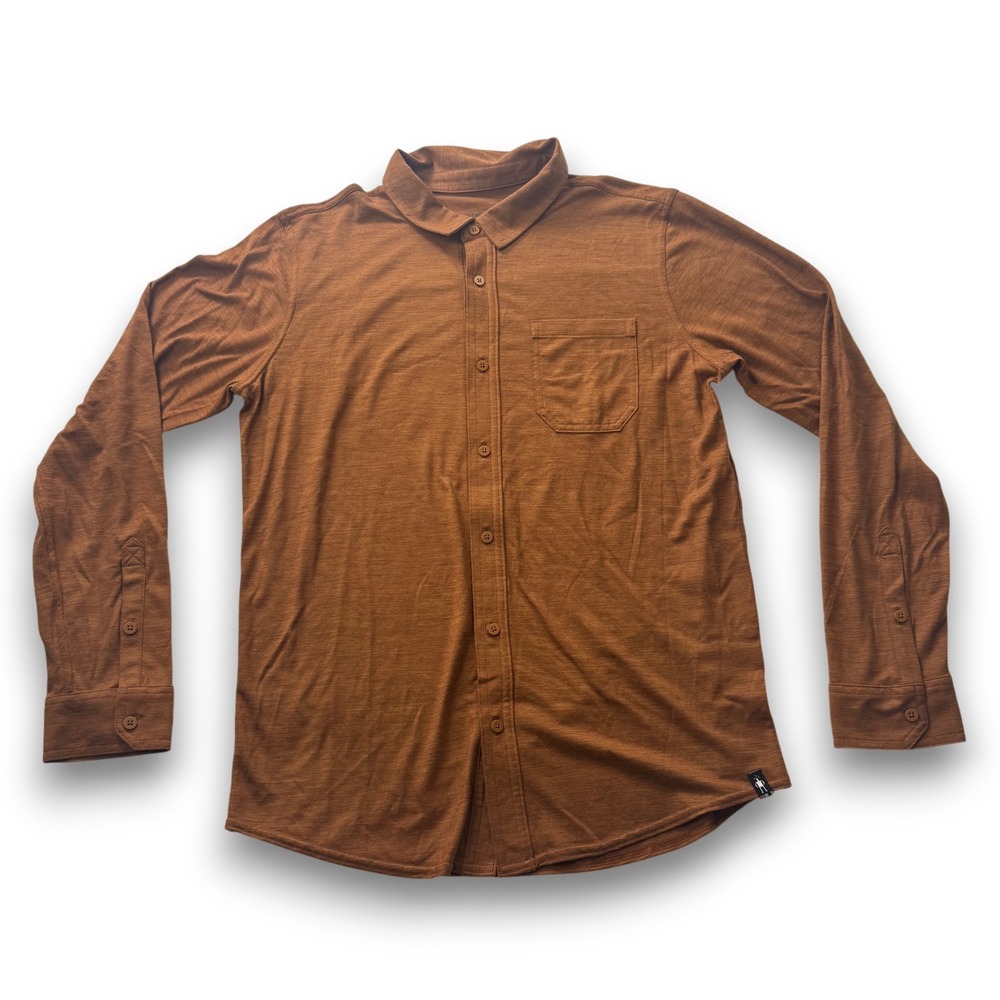 Smartwool Mens Merino Sport 150 Long Sleeve Button Down Shirt Rust Orange Size M